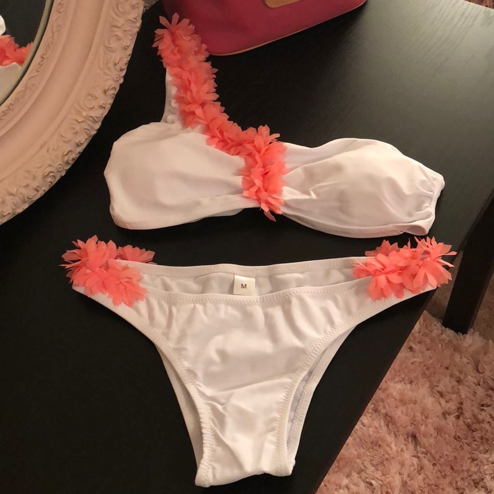 White and pink swimsuit